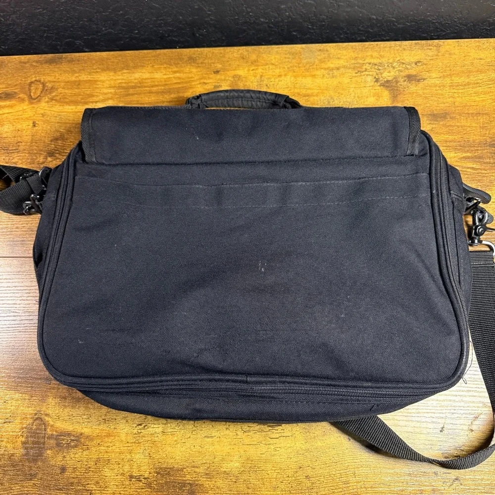 Sony Vintage Black Canvas Messenger Bag Laptop Briefcase OS